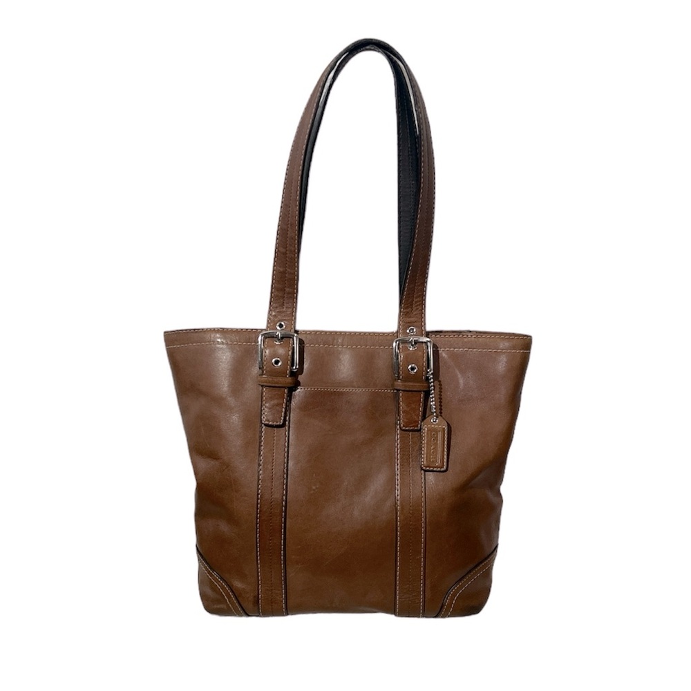 Vintage Coach F11201 Hampton Saddle Brown Leather Tote Shoulder Bag Purse RARE!!